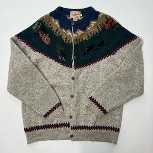 Vintage Woolrich Women's XL Button Front Cardigan Sweater Mountain Scene